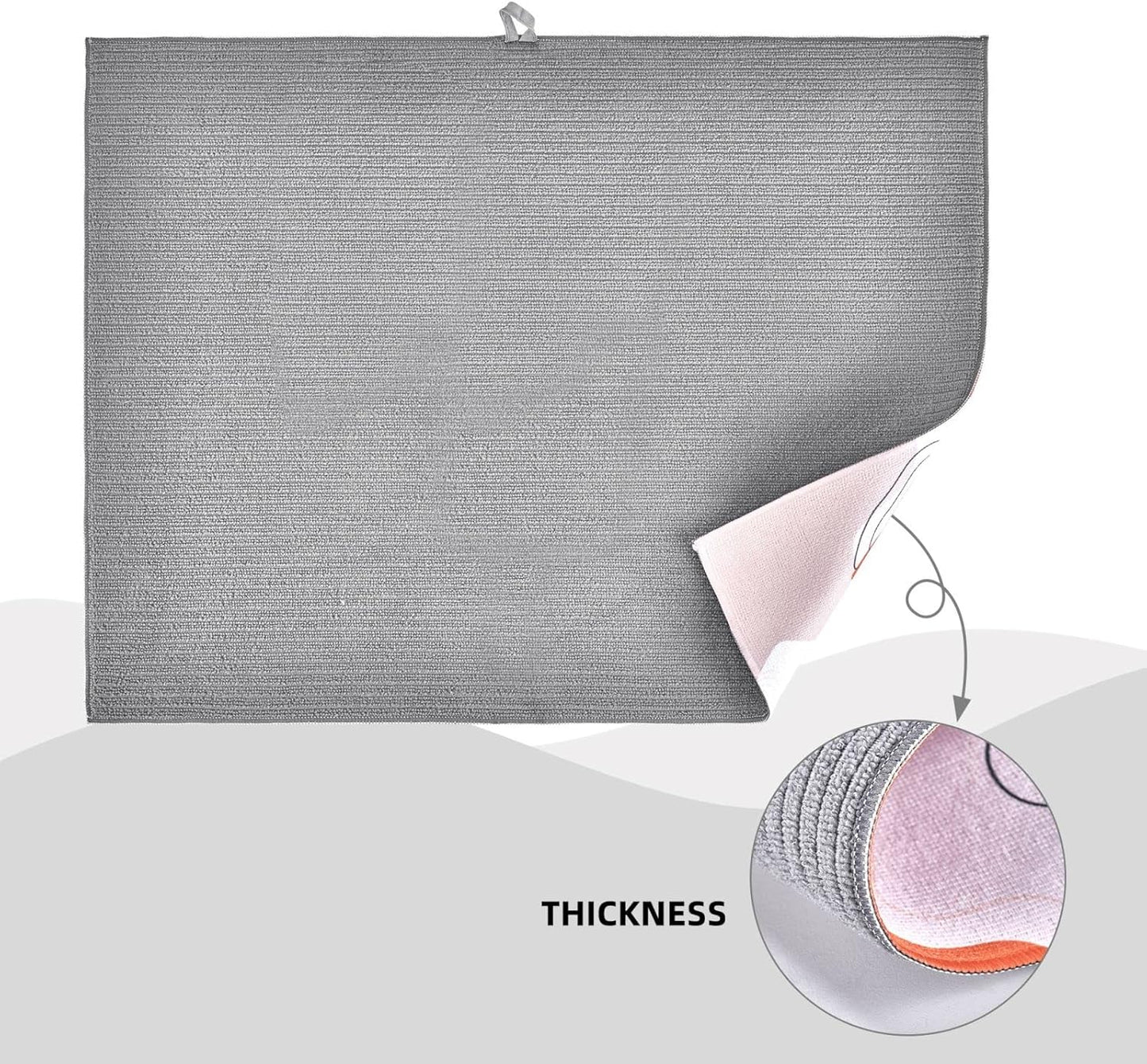 Dish Drying Mat For Kitchen Counter Absorbent Dish Mat Reversible Drainer Drying Kitchen Mat (Oriental Style Chinese Blue Willow, 24X18)