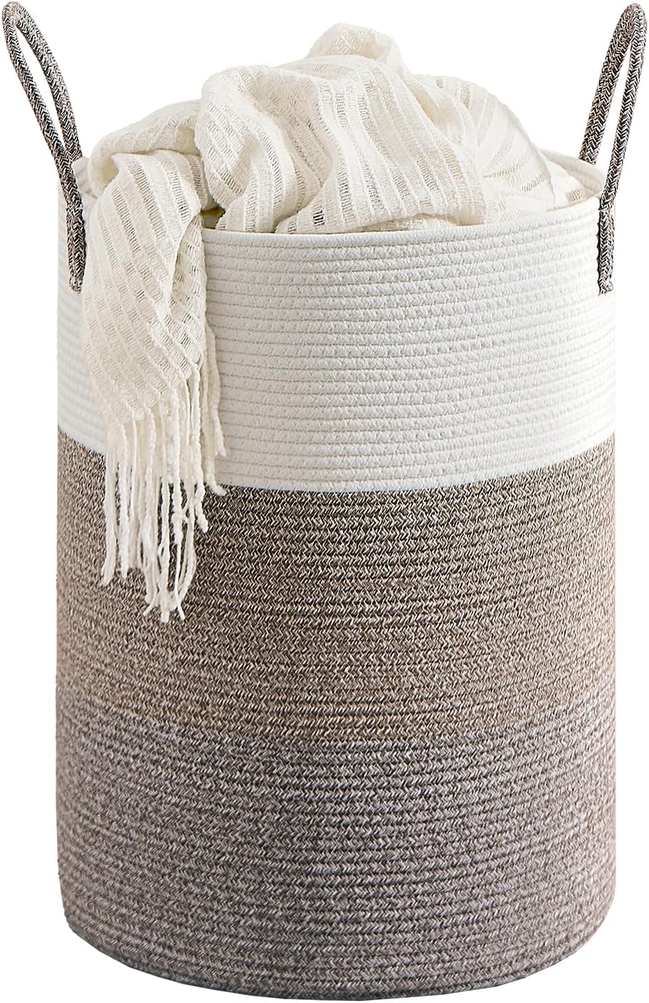 CLHMILY&Z 60L Laundry Basket Round Storage Rope Basket - 15x20.5 Inches - Laundry Hamper in Bedreoom and Mutil Storage Bin for Blankets, Toys, and Nursery Essentials