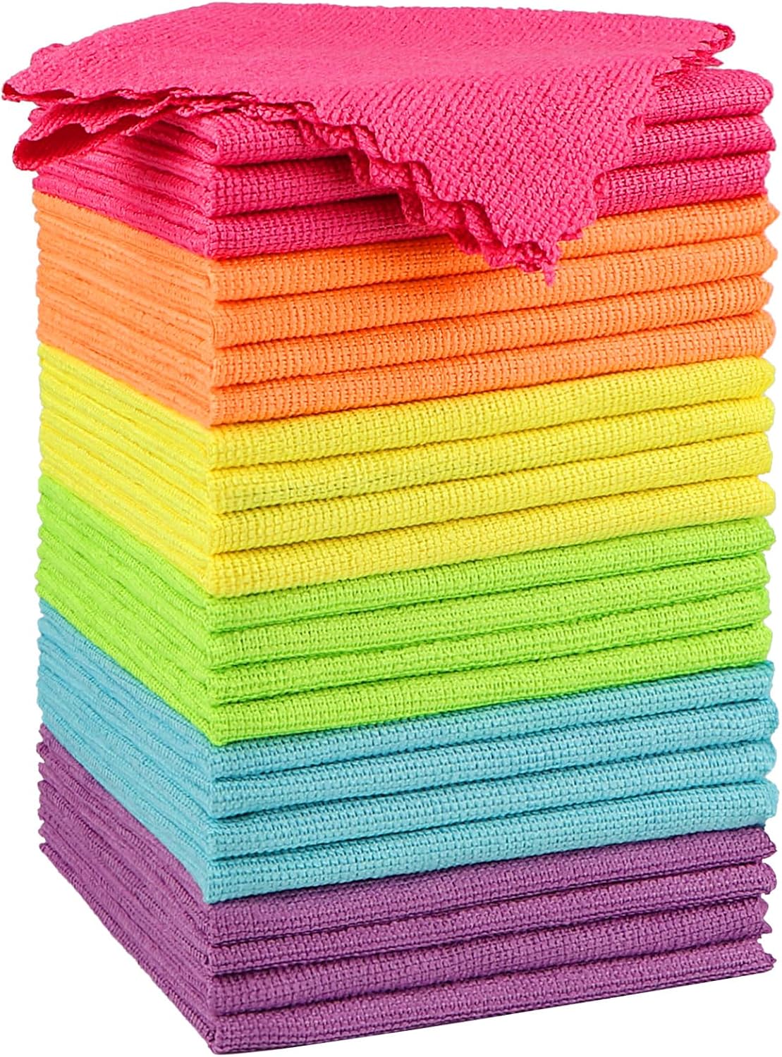 Orighty Microfiber Cleaning Cloth 24 Pack, Highly Absorbent Cleaning Supplies, Lint Free Cloths for Multiple-use, Powerful Clean Rags for House, Kitchen, Car Care (Multi-Color) 11.5 x11.5 inch