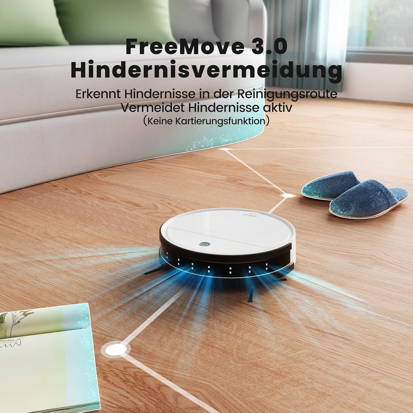 OKP Robot Vacuum Cleaner K5B, Super Thin, Powerful Suction, Cleaning Schedules, Self-Charging, Robotic Vacuums with Wi-Fi/App/Alexa Control, Ideal for Pet Hair Carpets Hard Floors