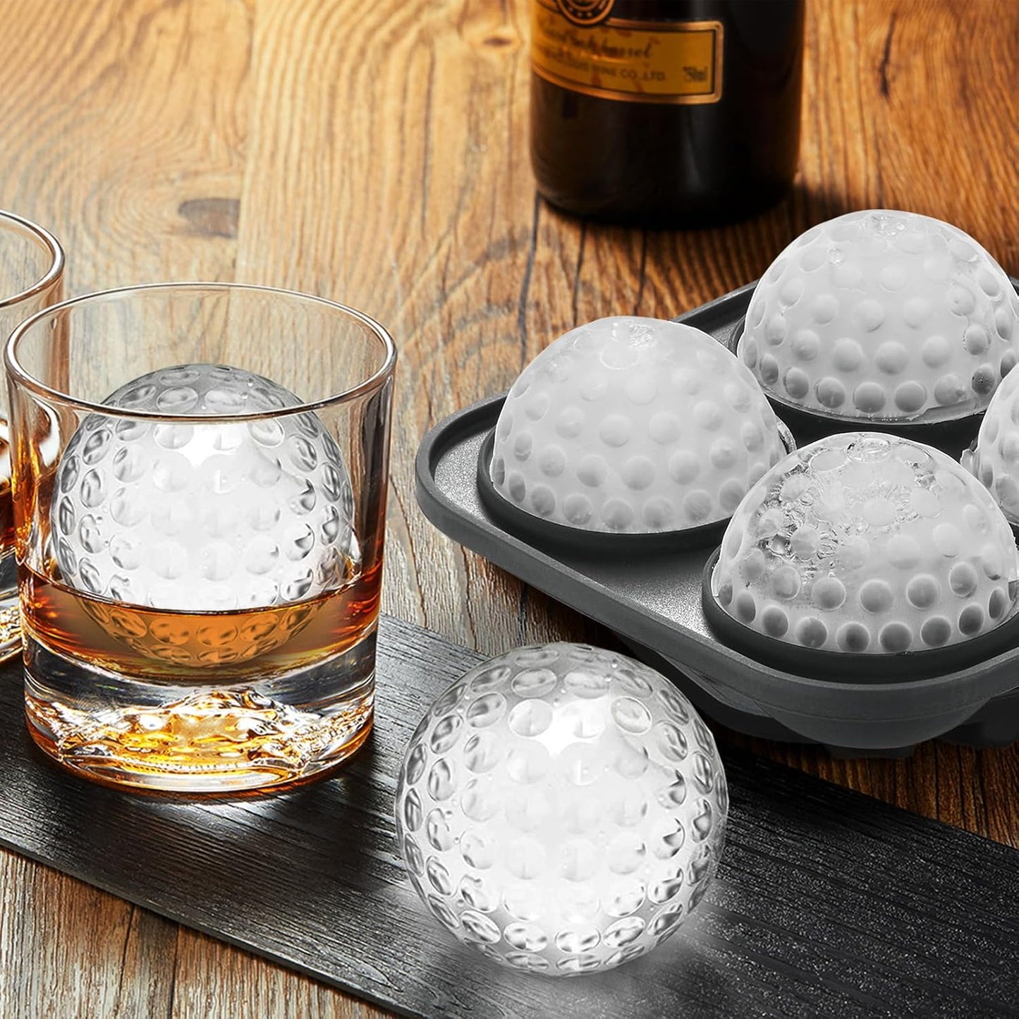 Nax Caki 3D Golf Ice Cube Tray, Large Golf Silicone Fun Shapes Whiskey Ice Mold with Funnel for Cocktails, Bourbon,Brandy, Whiskey Gifts for Men Black
