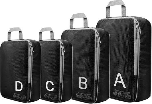 Compression Packing Cubes for Travell Fabric Packing Cubes with Smooth Zippers, Space-Saving Compression Bags for Travell, Luggage Organizers for Clothes, Shoes, and Accessories