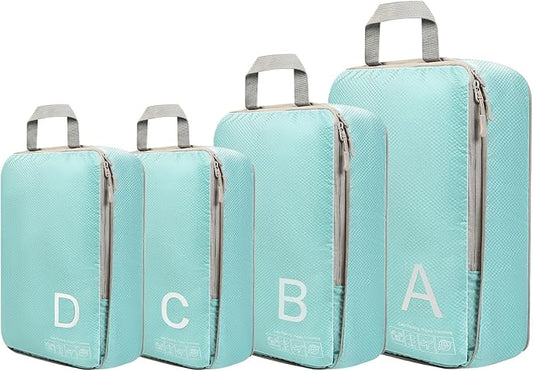 Compression Packing Cubes for Travell Fabric Packing Cubes with Smooth Zippers, Space-Saving Compression Bags for Travell, Luggage Organizers for Clothes, Shoes, and Accessories