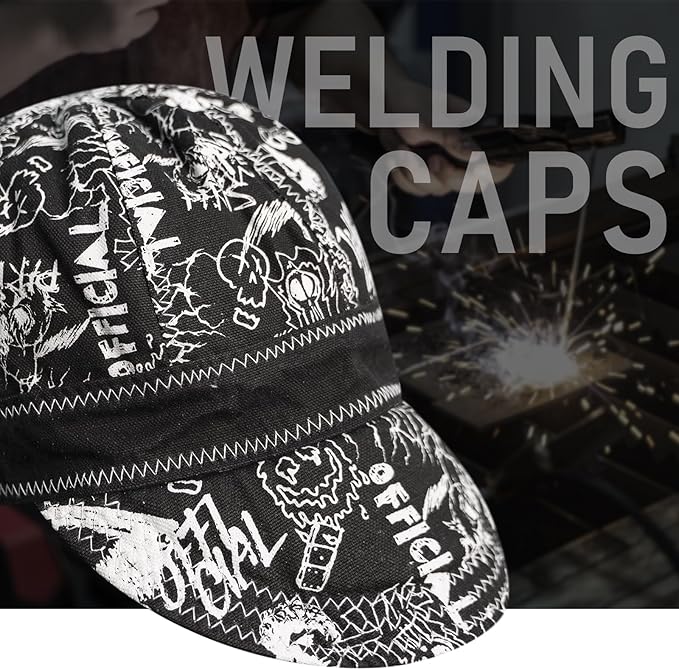 YESWELDER Welding Cap, Graffiti Style 8", Heat-Resistant Reversible Protective Welders Cap
