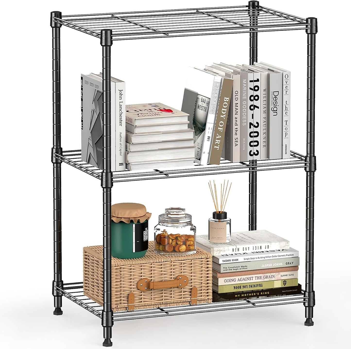 450 lbs Steel Storage Shelving 3-Tier Utility Shelving Unit Steel Organizer Wire Rack for Home,Kitchen,Office (11.8" D x 17.7" W x 26.3" H)