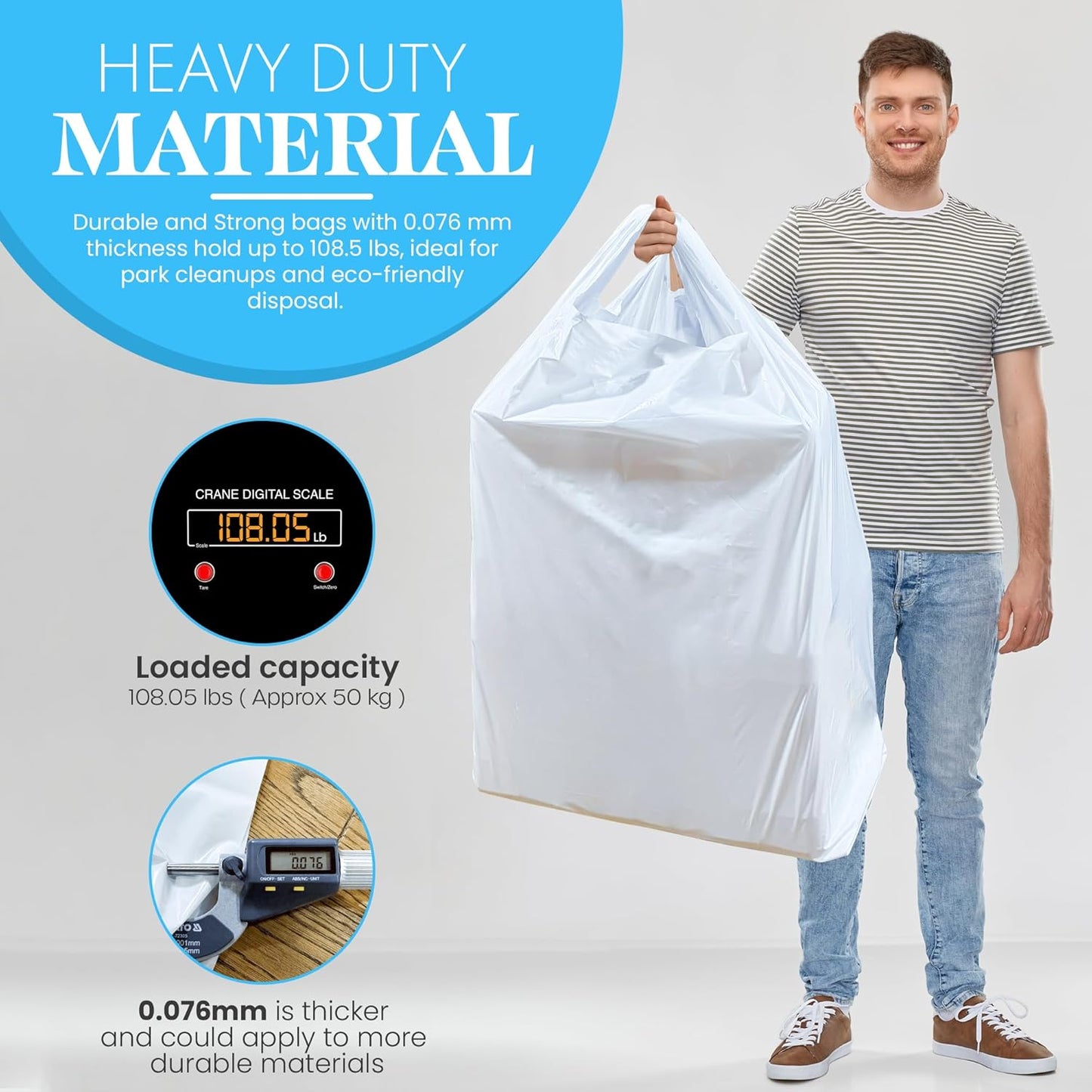 Heavy Duty Contractor Trash Bags with Handles – 52 Gallon, 40 Count | 3 MIL Thick, Extra Large Garbage Bags for Yard Waste, Construction, Lawn & Commercial Use | Secure Branded Knot for Easy Handling