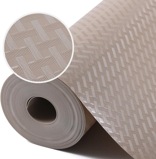 Beige Shelf Liners for Kitchen Cabinets Refrigerator Liners Waterproof & Oil-Proof Kitchen Cupboard Liner Drawer Mats EVA Material Non Adhesive Fridge Liner for Shelves 23.6 x 393.7 Inches