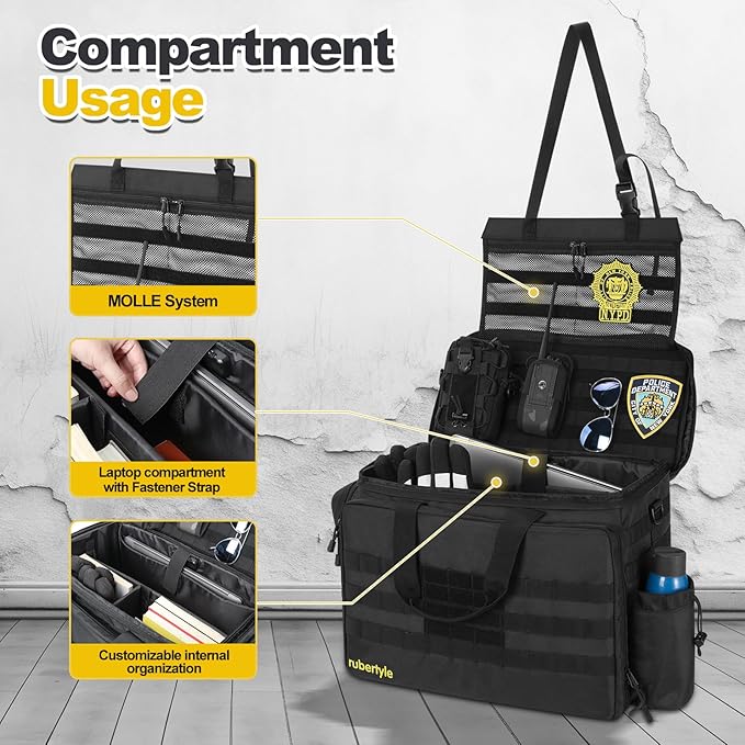 Car Front Seat Organizer | 45L size 17" laptop compatible | Combination Lock file bag | Military Tactical Briefcase | Military Duffle for patrol, Gym, Camping, Hunting, Range | DIY space