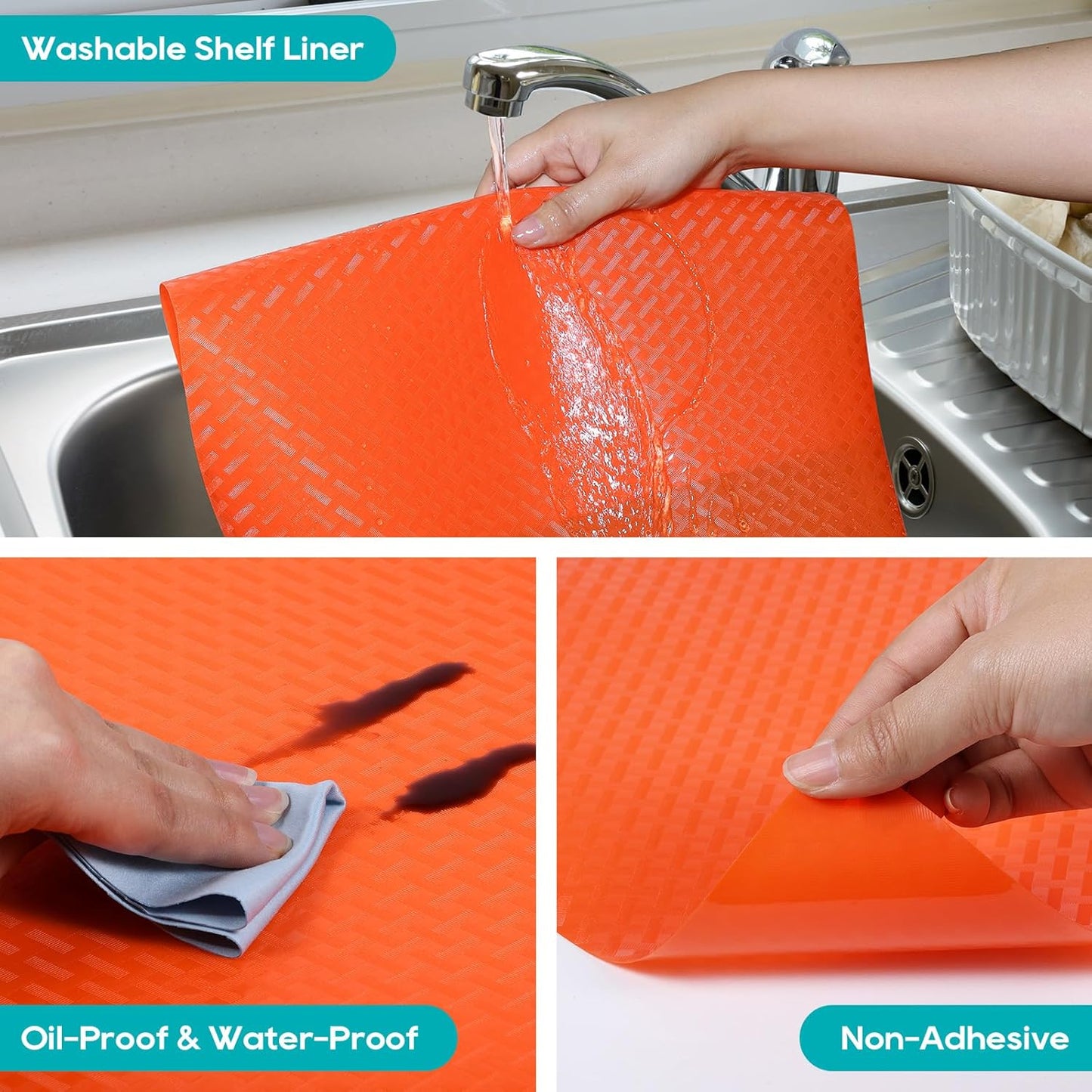 Shelf Liners for Kitchen Cabinets, Waterproof and Oil-Proof Kitchen Cupboard Liner, Refrigerator Liners and Plastic Drawer Mats EVA Non Adhesive Shelves, Fridge - Red 11.8 x 118 Inches