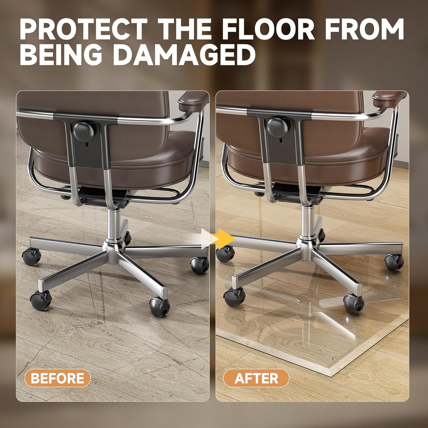 [Tempered Glass] 59“ x 47” Beveled Edge Glass Chair Mat with Polished Edge Clear Office Chair Mat, Glides Smoothly, Suitable for Carpet or Hardwood Floors