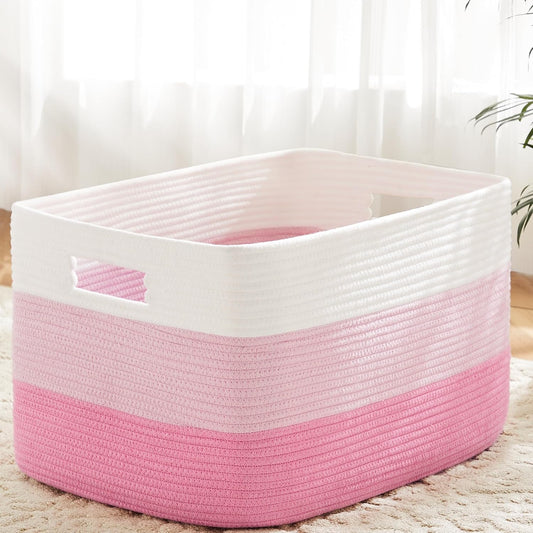 Blanket Basket,Rectangle Woven Baskets for Storage,30L Laundry Basket for Decorative Nursery Blanket,Toys,Dirty Clothes and Magazine in Shelves,Baby Room,and Living Room