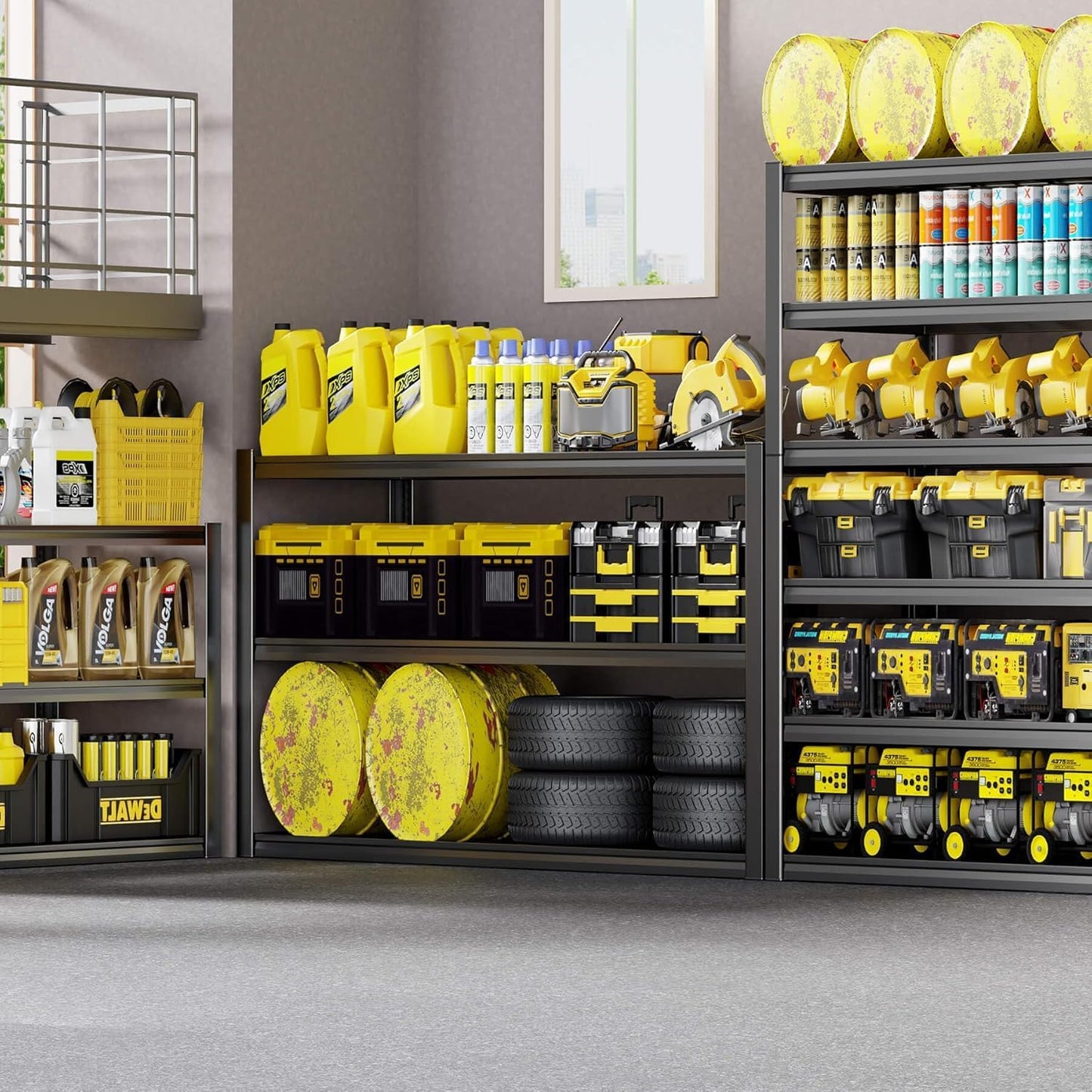 65" W Garage Shelving Heavy Duty, 6 Tier Garage Shelves, Adjustable Storage Shelving Unit, Commercial Metal Shelf for Warehouse, Pantry, School, Shop, 4 Pack