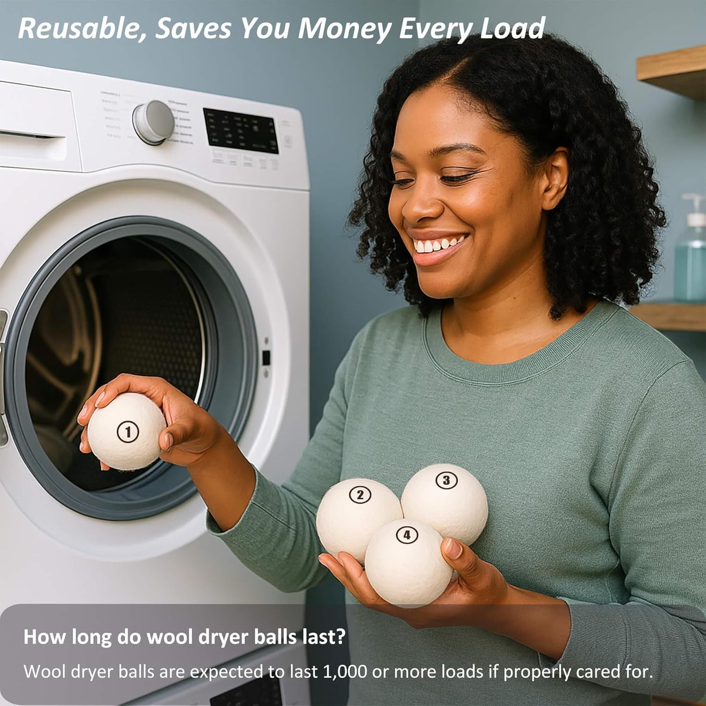 Sheep Wool Dryer Balls 4 Pack XL(2.7") Premium Natural Fabric Softener, Reusable Laundry Dryer Balls for Reducing Drying Time, Static and Wrinkles, Eco-Friendly – 100% New Zealand Wool