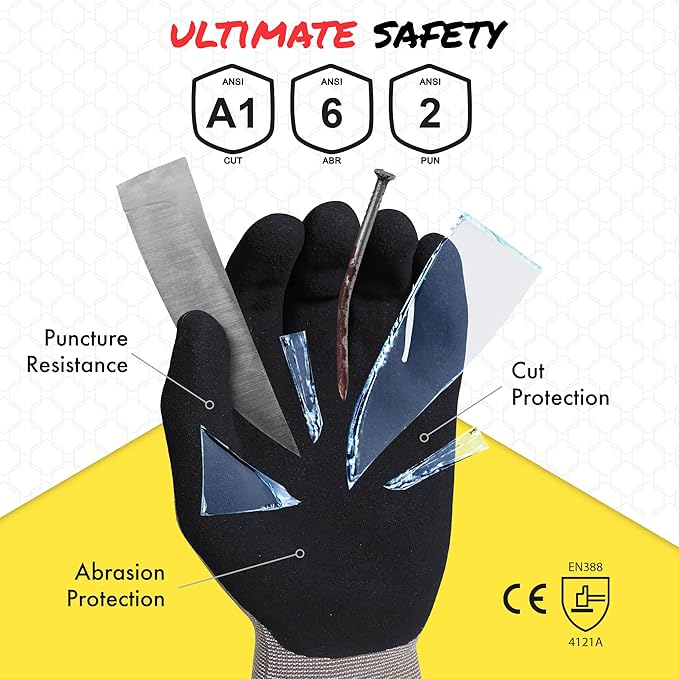 Quest Protective Apparel Cut Resistant Gloves - Puncture Resistant Cutting Gloves Work - Constructed with Graphene Technology