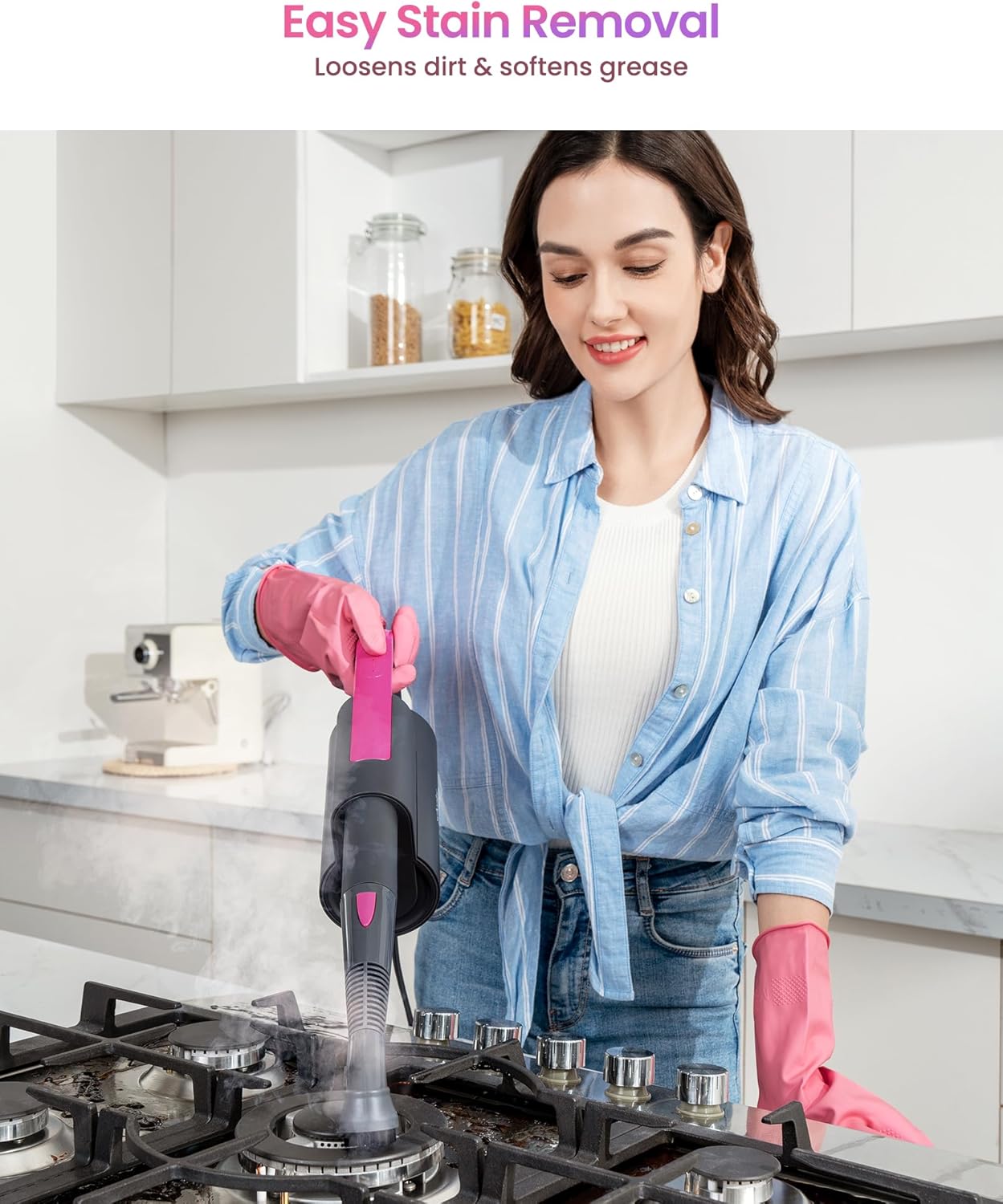 Schenley 19-in-1 Steam Mop Dual-Rod Design with Detachable Handheld Steamer for Walls, Grouts, Hard Floors, Tiles, includes Multi-purpose Accessories and Washable Microfiber Pads