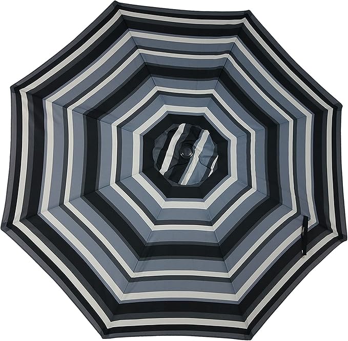 Sunnydaze Outdoor Patio Umbrella - Polyester Table Market Umbrella with Push-Button Tilt and Crank - 8 Sturdy Ribs - Catalina Beach Stripe - 9ft