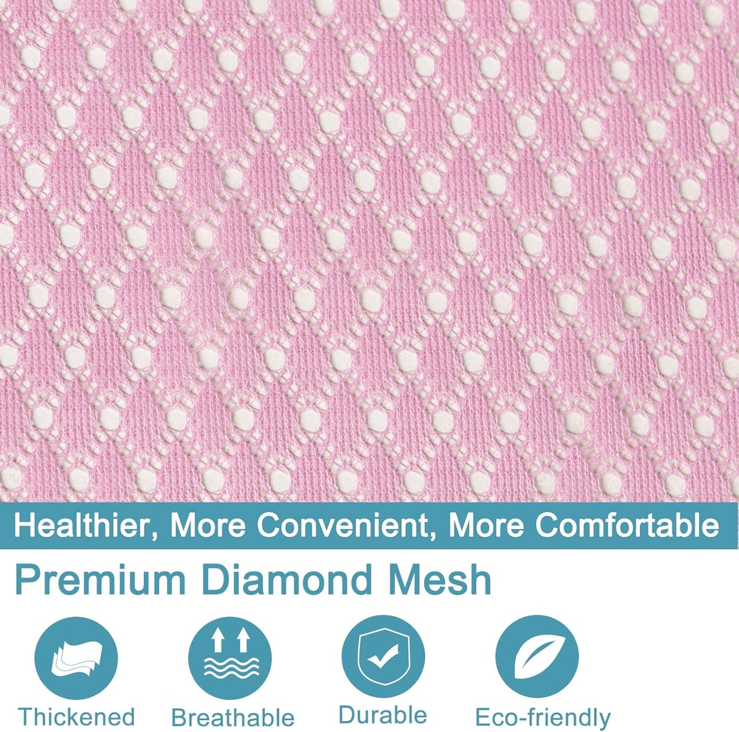 Polecasa Heavy Duty Diamond Large Mesh Laundry Bag with ID Tag and Locking Drawstring Closure - 24 x 36 inches - Laundry Hamper Liner, Washable Laundry Bags for Travel, Sports, Dorms (Pink)