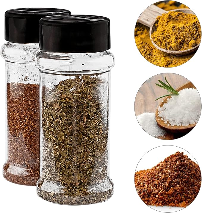 TUZAZO 3 oz Plastic Spice Jars with Shaker Lids and Labels, 14 Pcs Clear Empty Spice Bottles Seasoning Containers for Spice, Herbs and Seasoning Powders