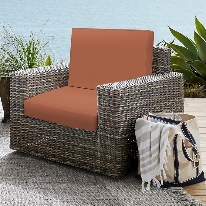 Outdoor Deep Seat Cushion Set 19" x 19", Water Repellent & Fade Resistant Cushion for Patio Furniture, Back & Seat Cushion with Removable Covers for Sofa, Couch, Red