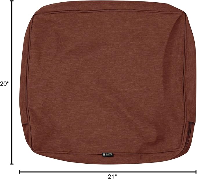 Classic Accessories Montlake Water-Resistant 21 x 20 x 4 Inch Patio Lounge Back Cushion, Heather Henna Red, Outdoor Loveseat Cushions