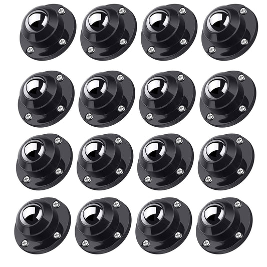 PlusRoc 16 Pack 1 Inch Self Adhesive Caster Wheels for Furniture Mop Bucket, Load Capacity 28 LBS Per Wheel, Low Profile Swivel Wheels for Small Appliance Storage Bins