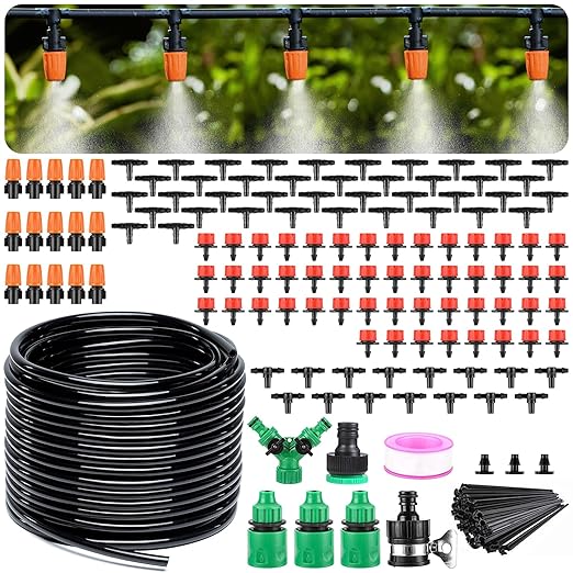 LasTool Garden Watering System,164FT/50M Drip Irrigation System Kits with 1/4 inch Blank Distribution Tubing Hose, Automatic Irrigation Equipment Set for Patio Lawn