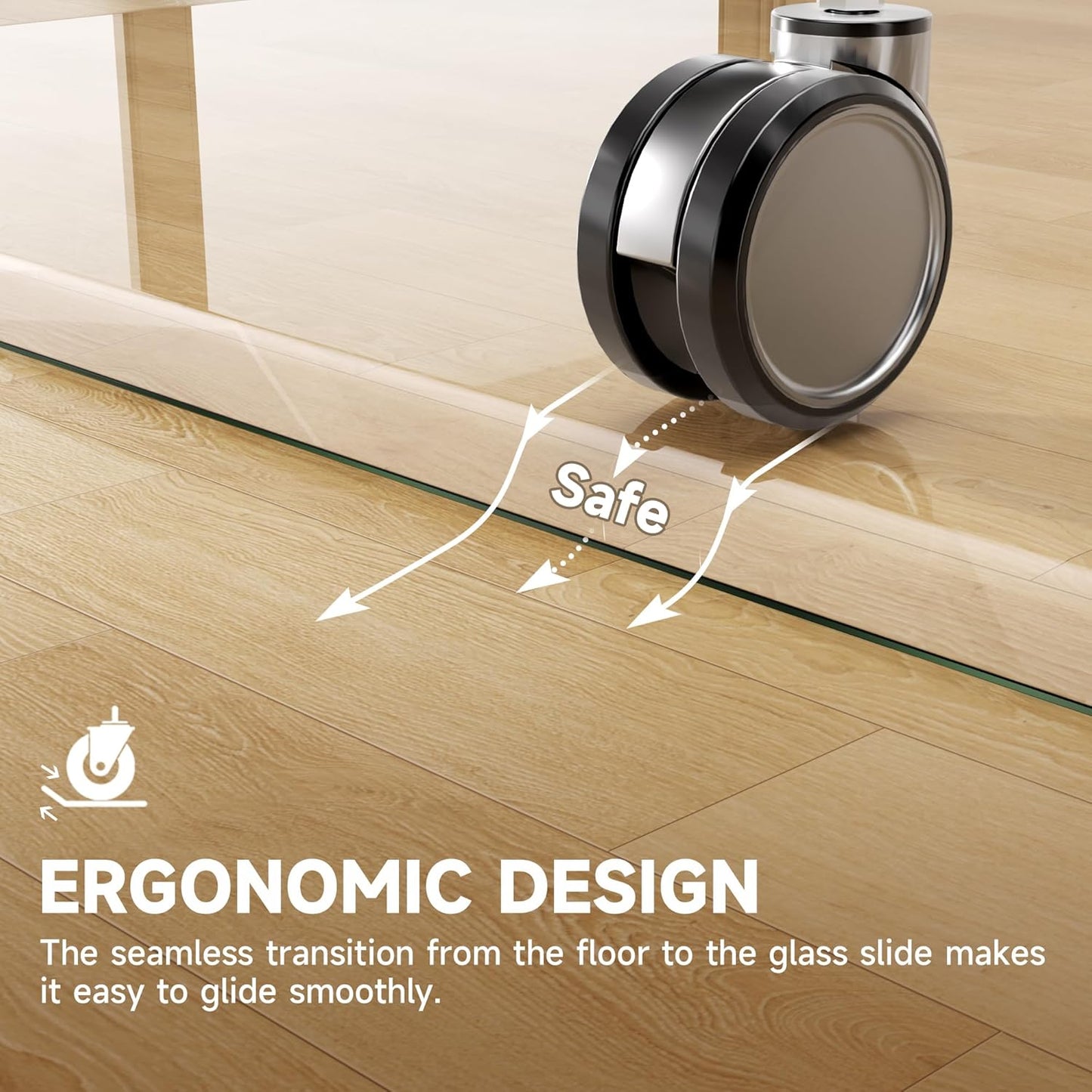 [Tempered Glass] 50“ x 44” Beveled Edge Glass Chair Mat with Polished Edge Clear Office Chair Mat, Glides Smoothly, Suitable for Carpet or Hardwood Floors