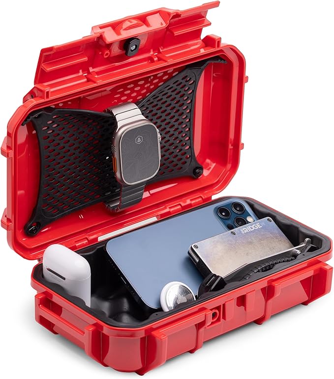 Evergreen 56 ToughBox - EDC Dry Box Protective Case USA Made for Organization of Cameras, Phones, Camping, Fishing, Hiking, Water Sports (Red)