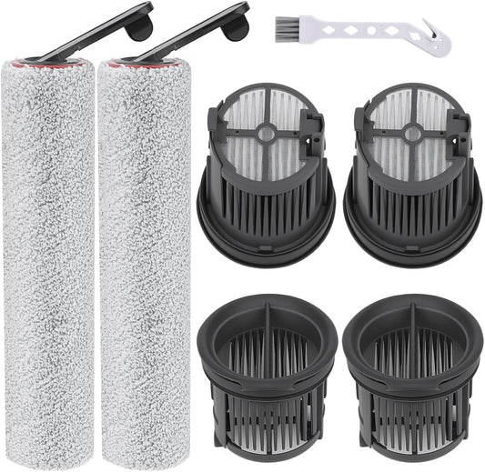 Roller Brush and Filter Replacement Compatible with Dreame H14, H14 Pro Vacuum Cleaner, Replaces Part Include 2 Rollers and 4 Hepa Filters
