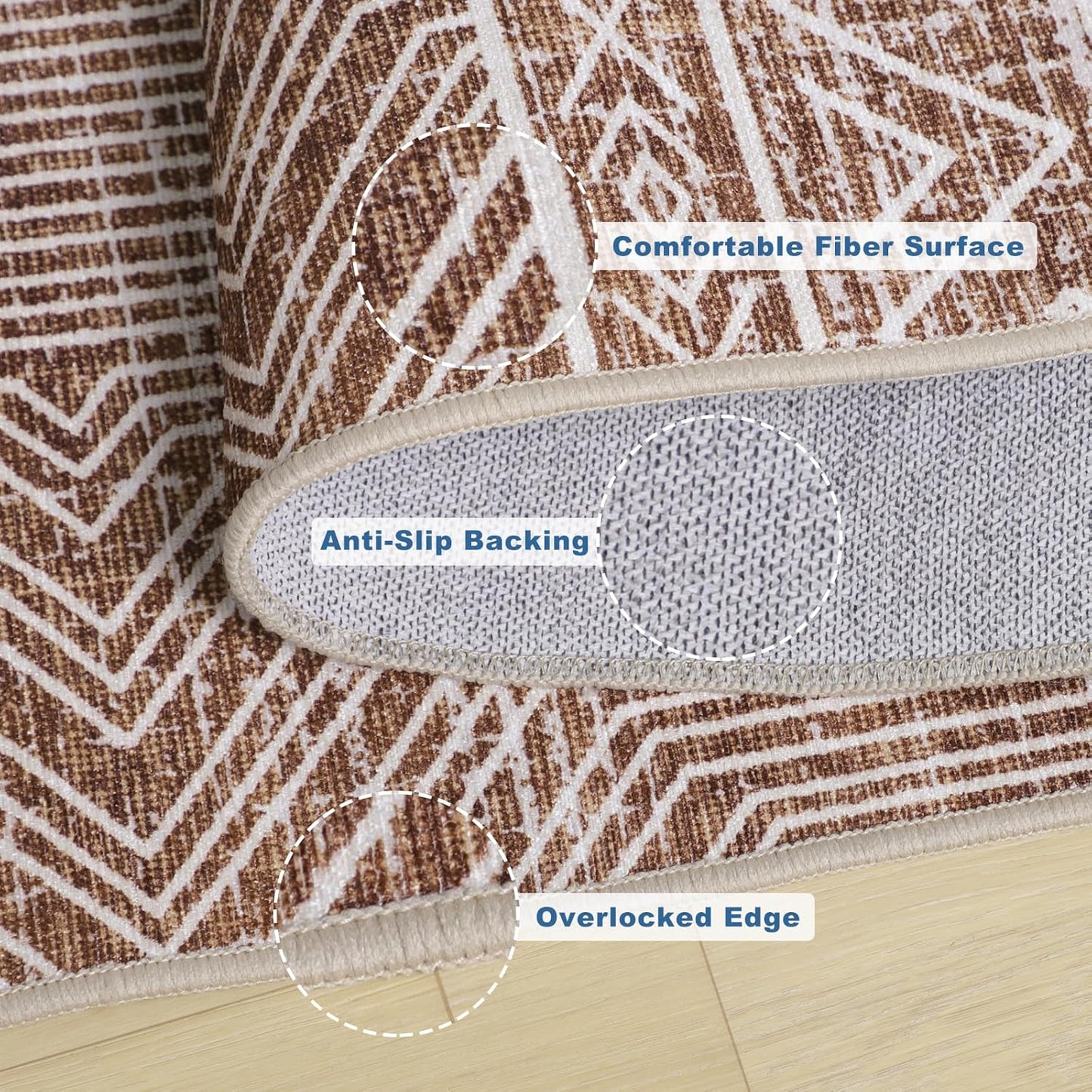 Office Chair Mat for Hardwood & Tile Floor, 40" x 55" Desk Chair Mat for Rolling Chairs, Anti-Slip Under Desk Rug Floor Protector for Home Office, Washable Area Rug for Living Room, Brown