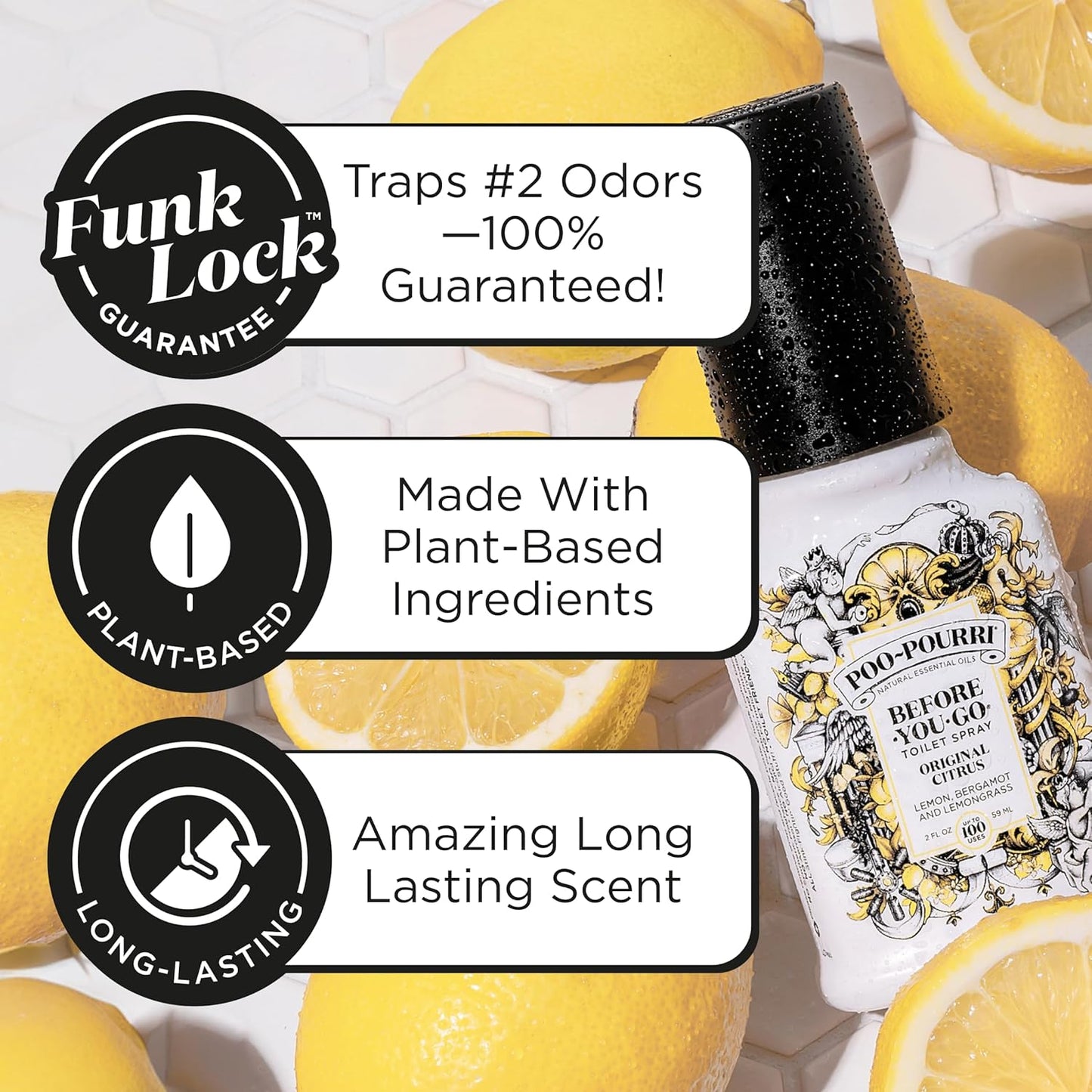 Poo-Pourri Before-You-Go Toilet Spray, Original Citrus, 2 Fl Oz, 2 Pack, Up to 100 Uses, Bathroom Odor Deodorizer with Essential Oils, Travel Essentials, TSA Approved Size, Lemon Bergamot