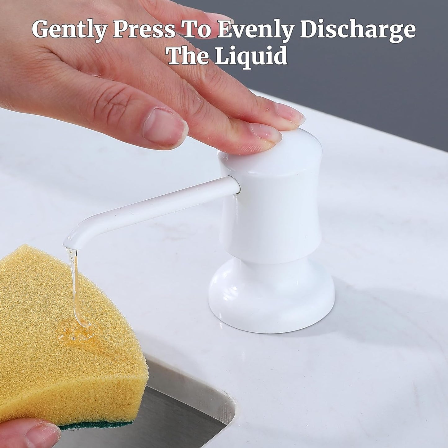 Sink Soap Dispenser for Kitchen Sink White Upgrade with 40" Silicone Extension Tube Kit, Connect to Your Soap Bottle Directly