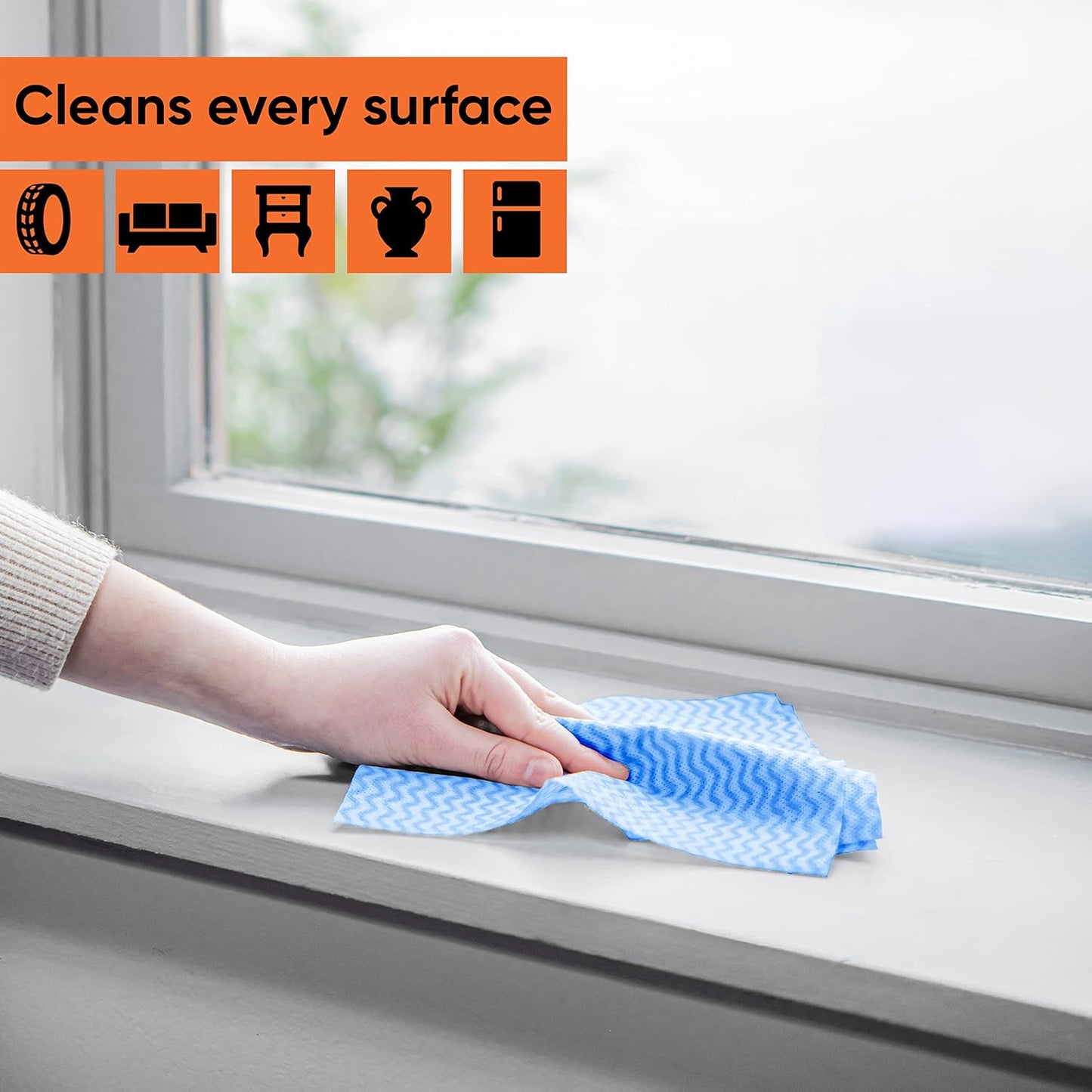 Superio Handy Wipes For Kitchen - Blue Reusable Multi-Purpose Heavy-Duty Cleaning cloth for house, Bathroom, and office. Disposable Dish Towel (50)