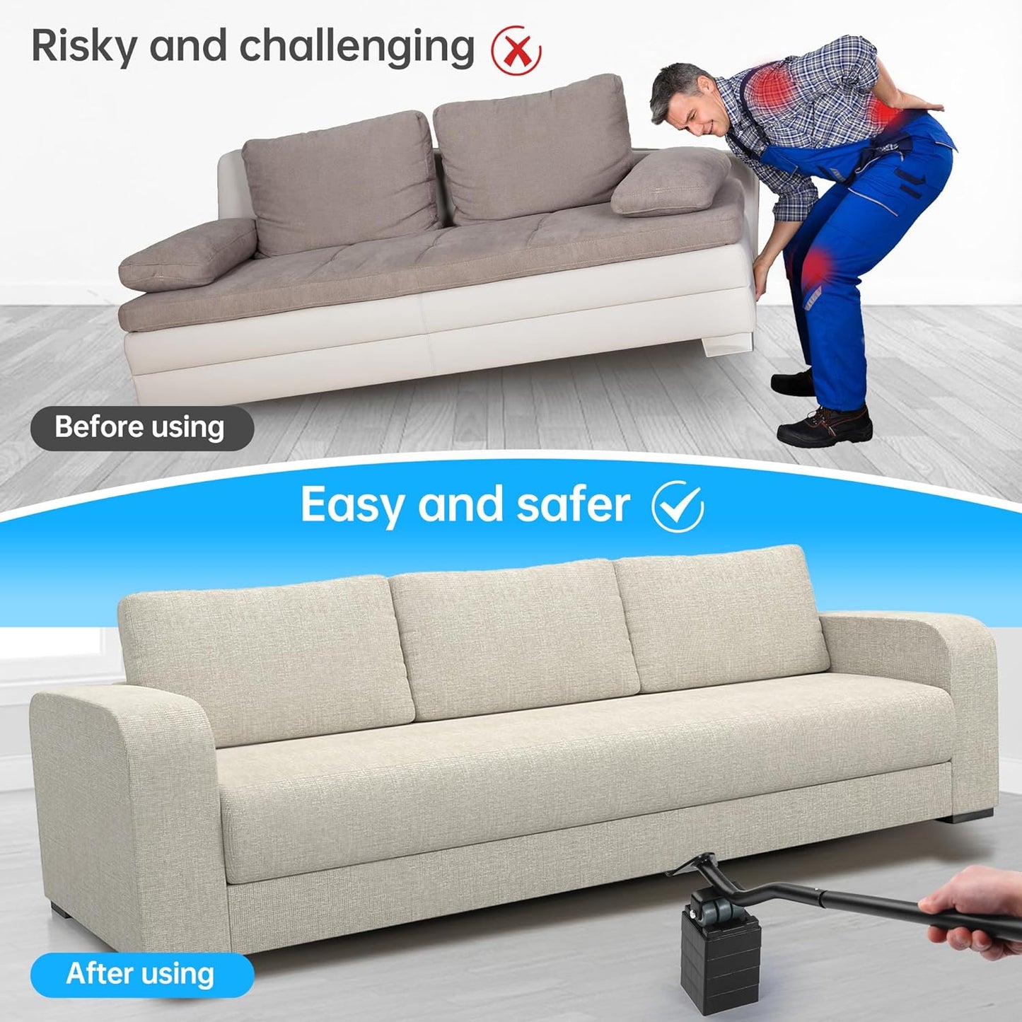 Furniture Lifter Tool, Appliance Lifter, Save 80% Effort, Lift Up to 400 Pounds Heavy Items, Furniture Lifter Jack for Heavy Furniture Appliance, Safely and Easily Lifting Furniture and Appliances