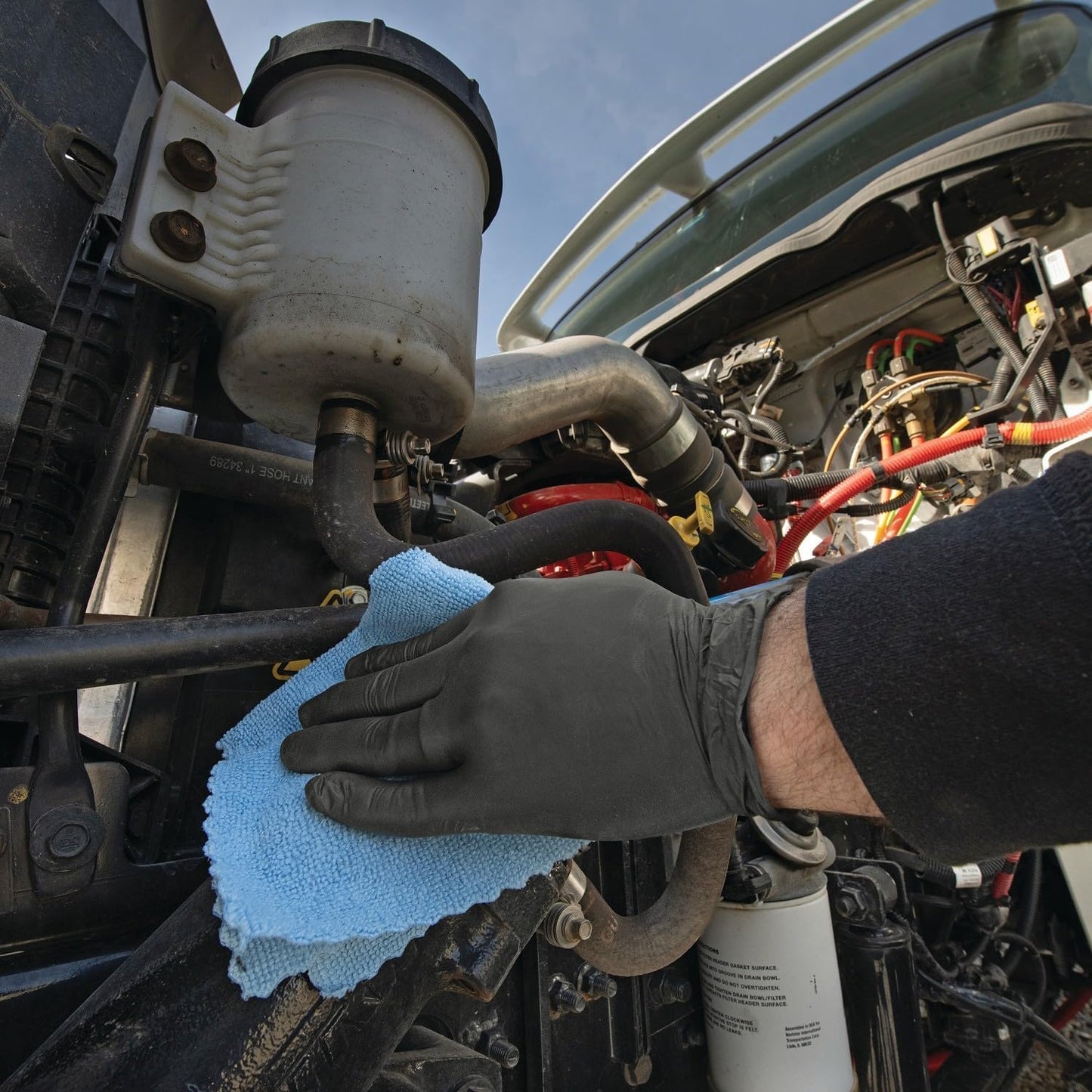 PIG ShopReady Microfiber Wipers| Durable Low-Lint Microfiber Rags | 50 per box | 12" W x 12" L | Blue | PM50808-BL