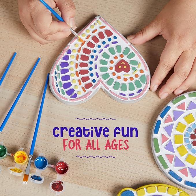 Dan&Darci Stepping Stones Painting Kit for Kids - Outdoor Crafts - Paint 5 Garden Stone - Unicorn Craft Kits for Boys, Girls Ages 6-12 - Gifts for Boy, Girl Age 6, 7, 8, 9, 10 + Year Old - Summer Gift