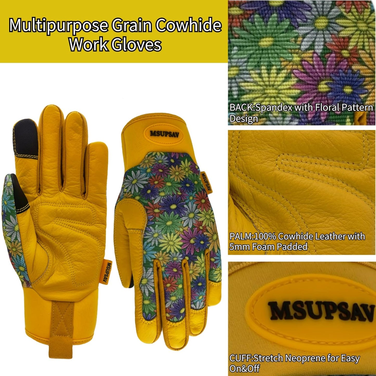 Thorn Proof&Puncture Resistant Gardening Gloves with Grip,Garden Gloves for Women, Leather Work Gloves,Gifts