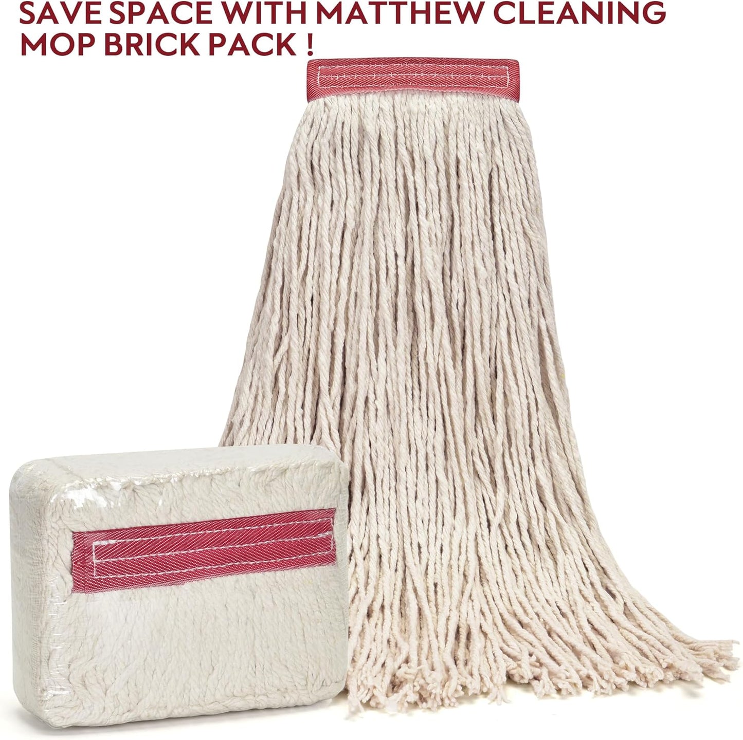 Matthew Cleaning 20oz 12Pack Cotton Mop Head Replacement,Looped-Open String Heavy Duty String Mop Refills,Universal Headband Blend,Floor Cleaning for Home, Industrial and Commercial Use(White)