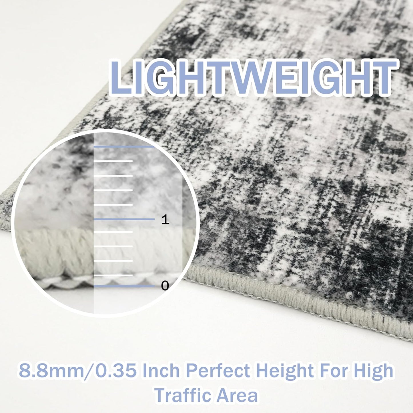 IOHOUZE Abstract Runner Rug 3x12 Ft Washable Runners for Hallways, Non Slip Kitchen Runner Printed Faux Wool Entryway Runner Indoor, Modern Abstract Floor Carpet for Hall Kitchen, Black Grey