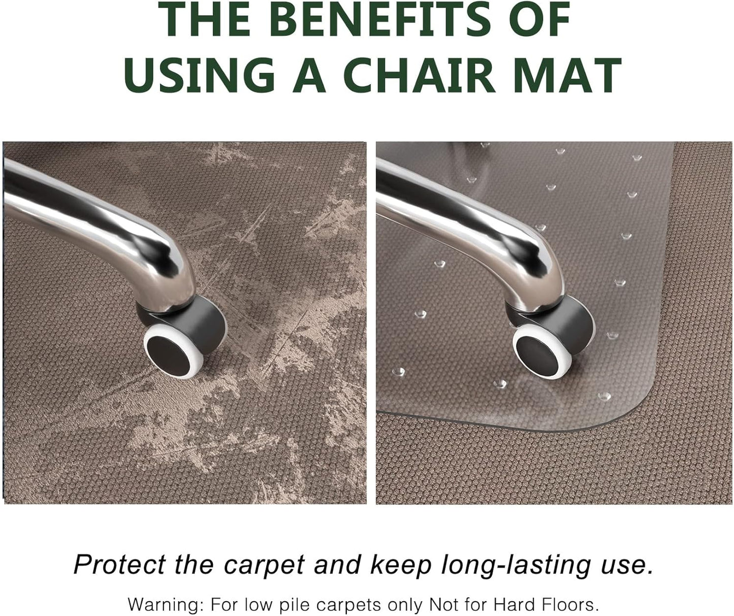 FuturHydro Office Chair Mat for Carpet, 48" x 48" Clear Office Home Floor Protector Mat, Easy Glide Computer Desk Chair Floor Mats for Hard Wood Tile Floors (Square)