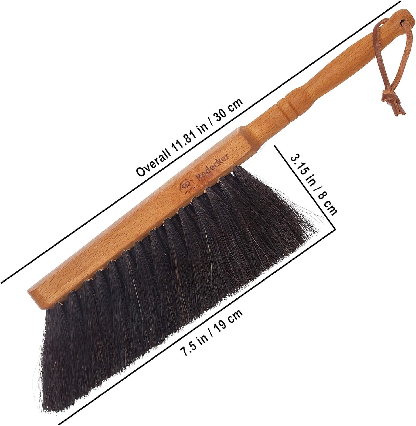 REDECKER Horsehair Fiber Hand Brush and Dust Pan Set - Wooden Broom and Dustpan Set for Home - Outdoor Dust Pan and Brush - Oiled Beechwood Handles - Large Capacity Stainless Steel Dust Pan