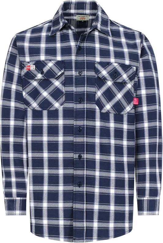 TICOMELA FR Shirts for Men Flame Resistant Shirt CAT2 Light Weight 6.5oz Fire Retardant Men's Welding Shirt