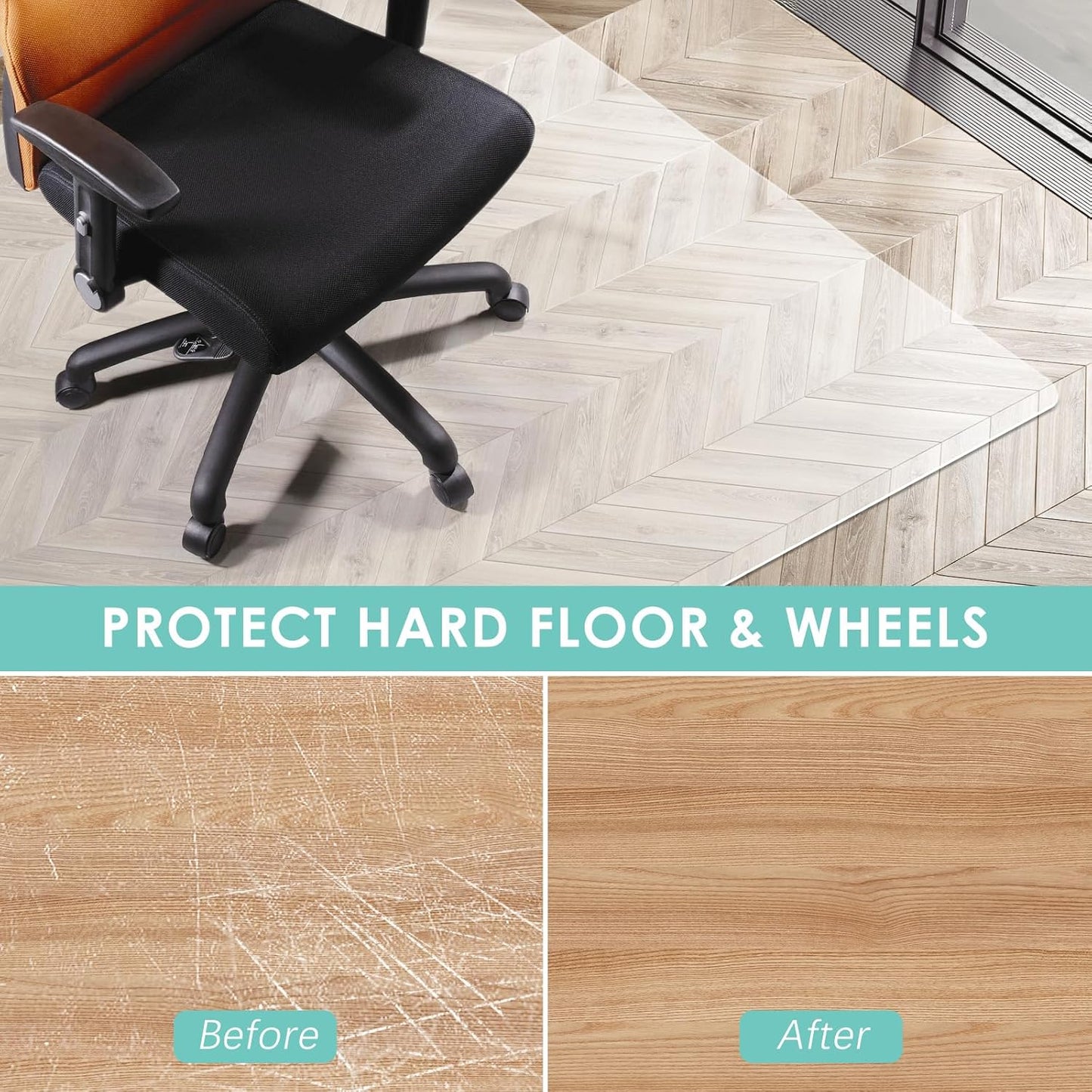 Vicwe Office Chair Mat for Hardwood Floor, 63" x 51" Large Office Chair Mat,Computer Chair Mat for Hardwood, Easy Glide for Chairs, Multi-Purpose Floor Protector Desk Chair Mat for Home Office