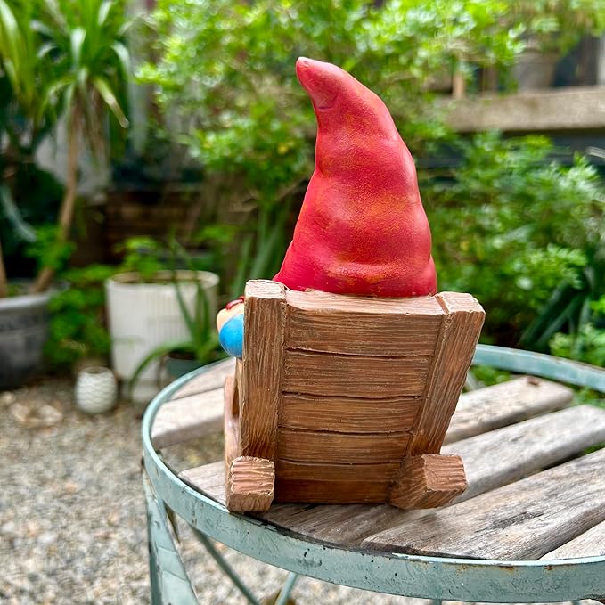 Drinking Coffee Faceless Garden Gnome Statue Decoration 7.1" Figurine Ornament for Indoor Outdoor Home Patio Yard Lawn