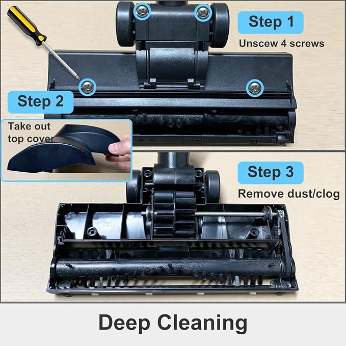 Turbo Brush Head Shop Vac Accessory 1.25" with 2.5" Hose Adapter, as 1-1/4" 2-1/2" Shopvac Attachment Wet Dry Vacuum Adaptor, Ideal for Pet Hair Removal on Carpets Area Rugs Hardfloors