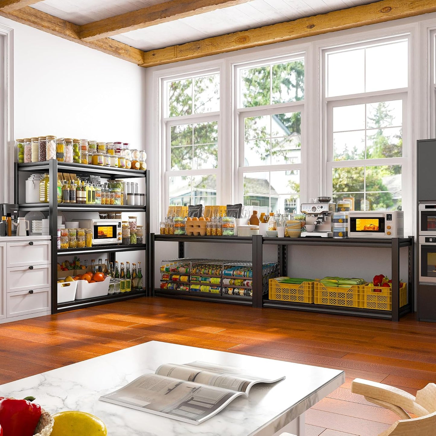 Raybee 40" W Garage Shelving Heavy Duty Storage Shelves 56.9" H Metal Shelving Heavy Duty Load 1600LBS Adjustable Metal Shelves for Storage for Pantry Kitchen 40" W x 19.1" D x 56.9" H 4 Pack