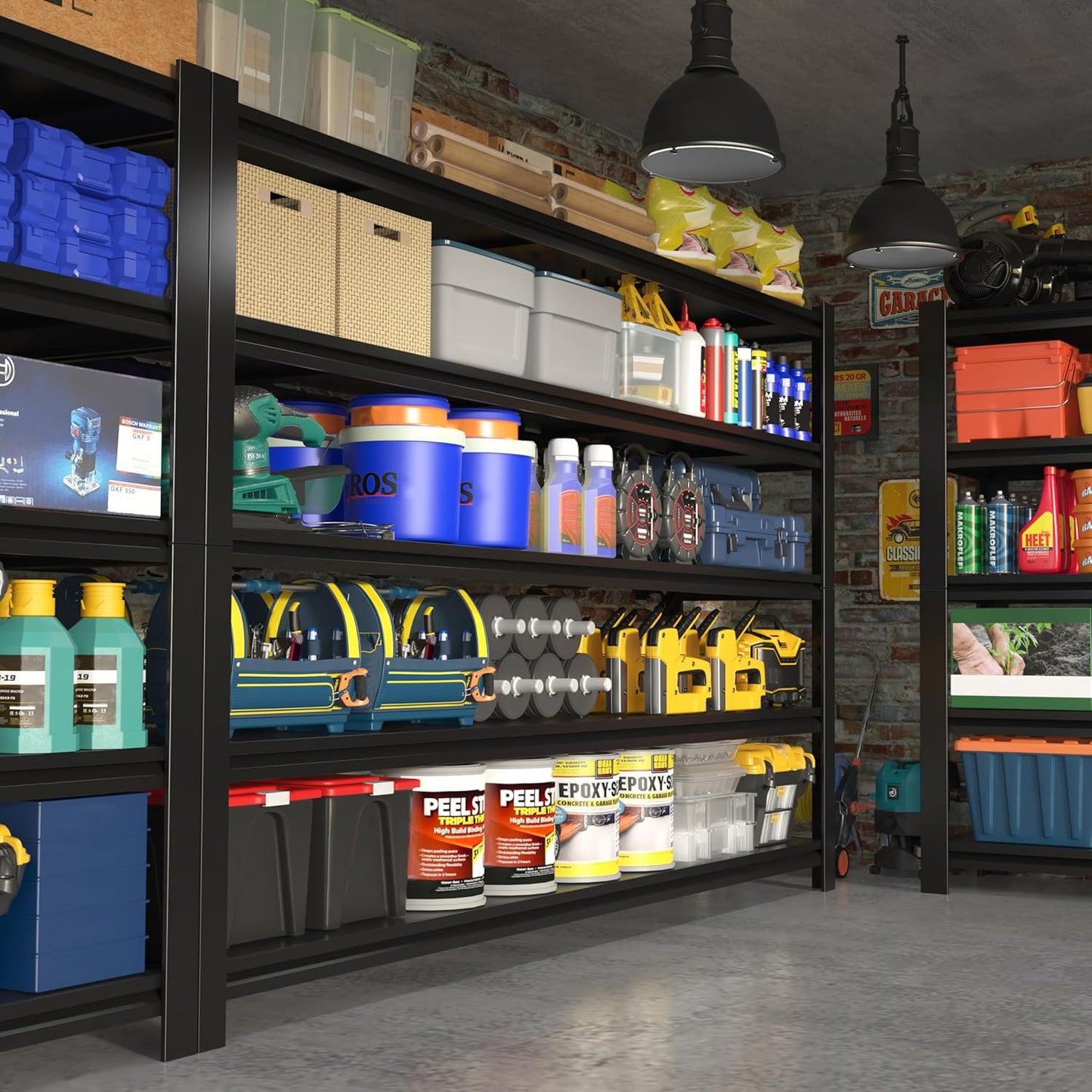 60"W Garage Shelving Heavy Duty Metal Shelving 3000LBS Storage Shelves Adjustable 5 Tier Metal Shelves for Storage Industrial Shelves for Garage, Warehouse, 24.2" D x 60'' W x 72'' H, 3 Packs