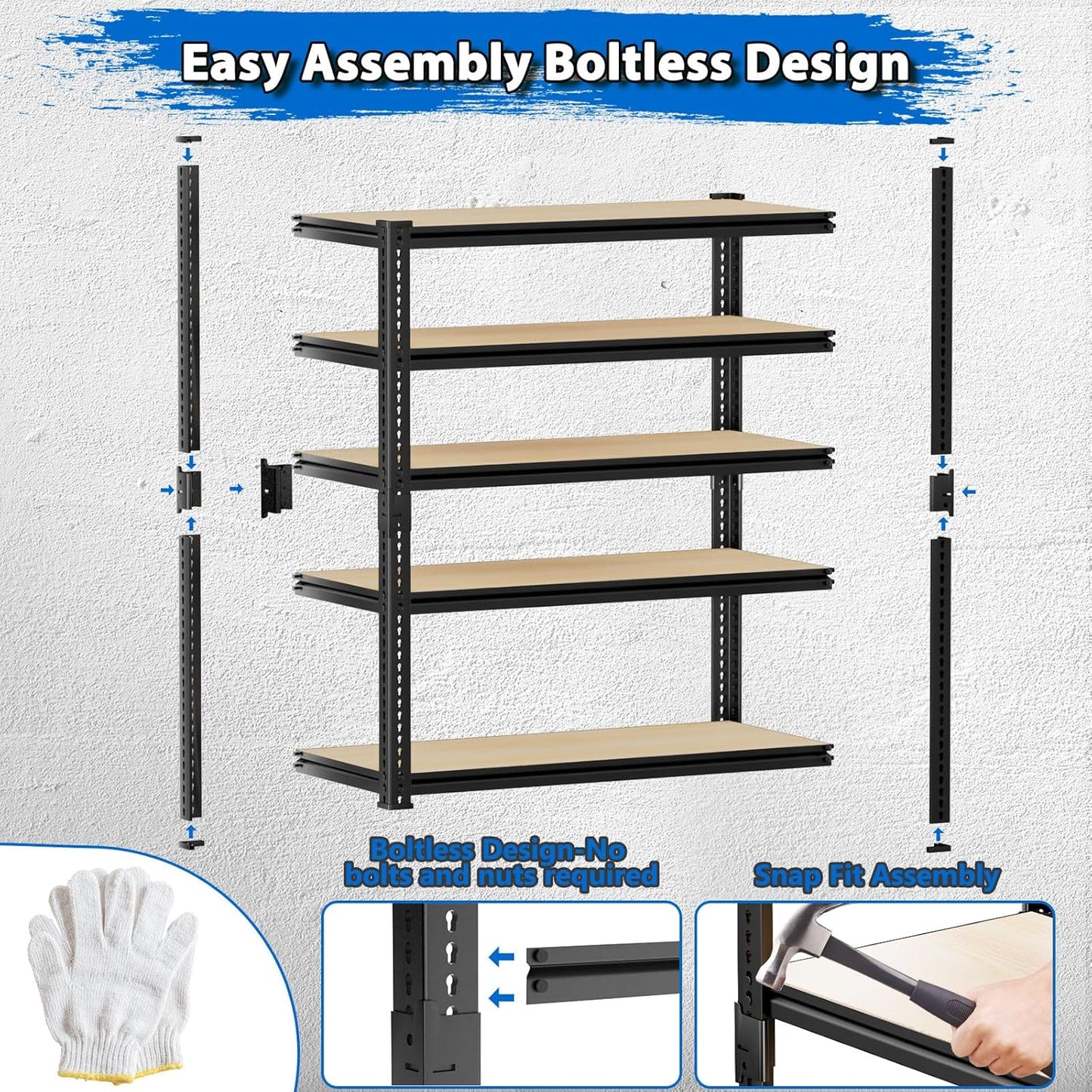 Garage Shelving, 2 PCS Storage Shelves Heavy Duty 2000 LBS Capacity, 5 Tier Adjustable Metal Organizer Wire Rack, 36" L x 18" W x 72" H Utility Shelf Unit for Kitchen Pantry