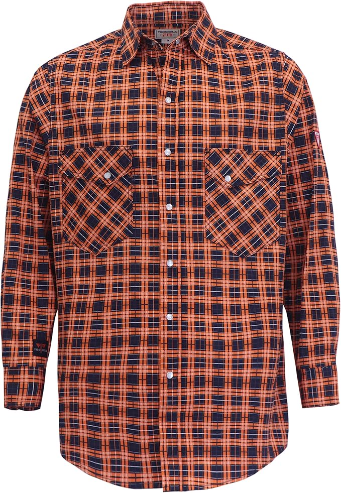 TICOMELA FR Shirts for Men Flame Resistant Shirt CAT2 Light Weight 6.5oz Fire Retardant Men's Welding Shirt