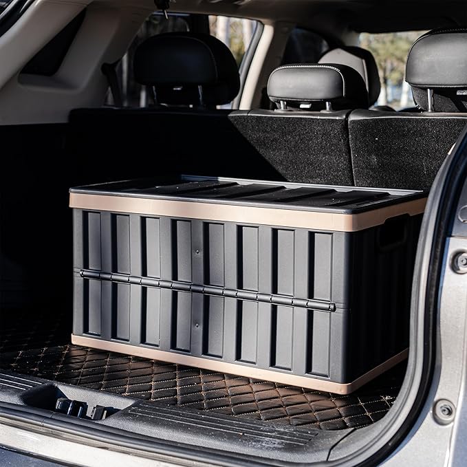 Citylife 64L Collapsible Storage Bins with Lids Plastic Storage Containers for Organizing Stackable Storage Box Large Heavy Duty Utility Crates, 4 Packs